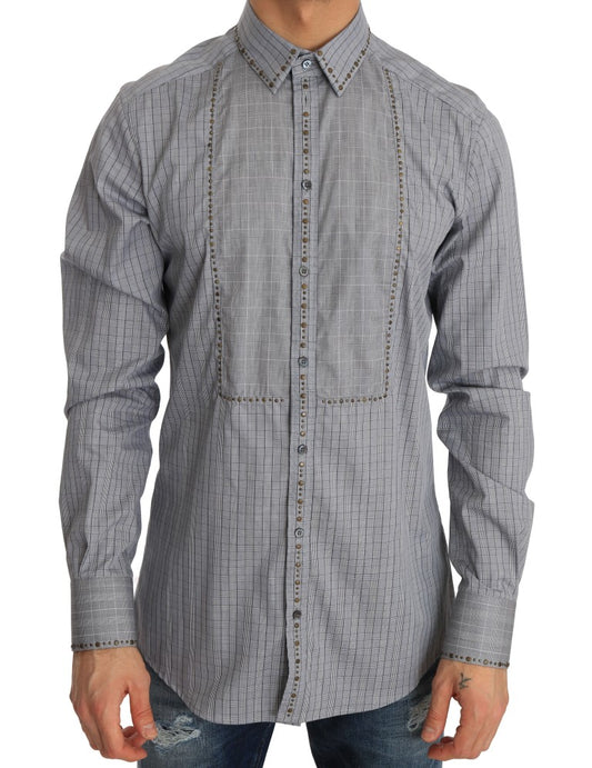 Dolce & Gabbana Elegant Gray Checkered Slim Fit Casual Shirt Dolce & Gabbana