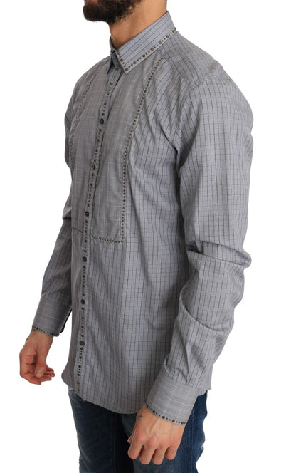 Dolce & Gabbana Elegant Gray Checkered Slim Fit Casual Shirt Dolce & Gabbana