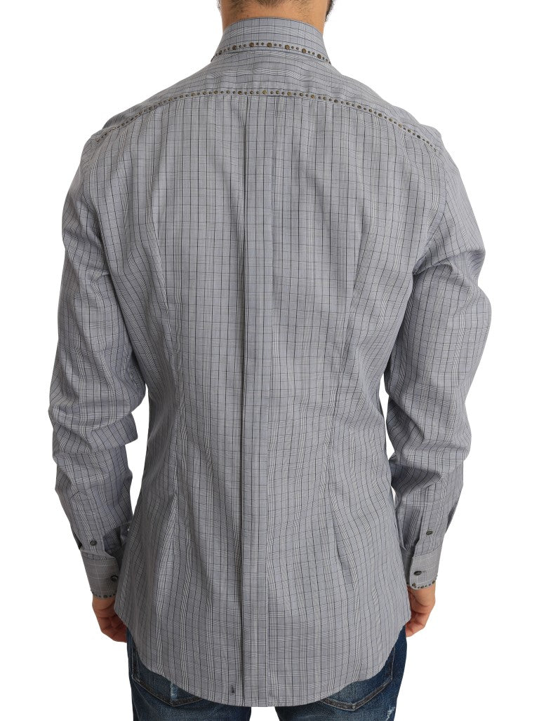 Dolce & Gabbana Elegant Gray Checkered Slim Fit Casual Shirt Dolce & Gabbana