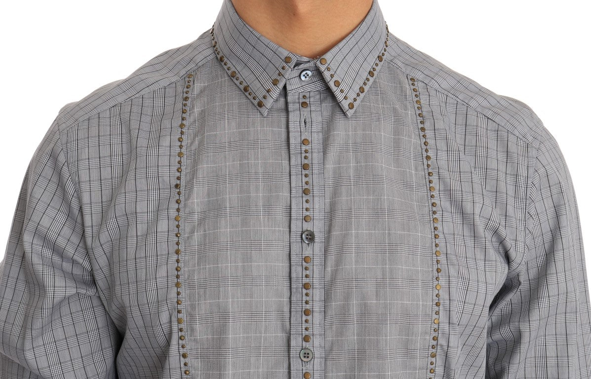 Dolce & Gabbana Elegant Gray Checkered Slim Fit Casual Shirt Dolce & Gabbana