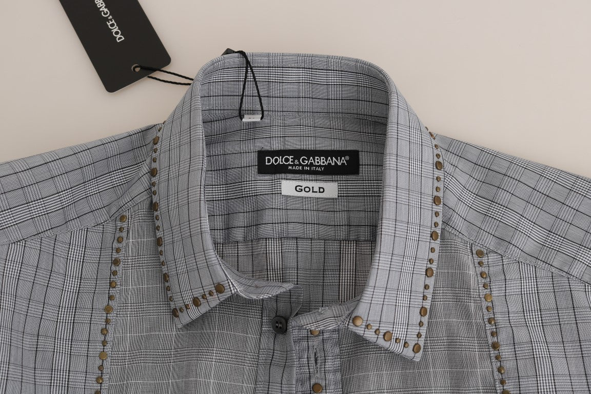 Dolce & Gabbana Elegant Gray Checkered Slim Fit Casual Shirt Dolce & Gabbana