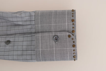 Dolce & Gabbana Elegant Gray Checkered Slim Fit Casual Shirt Dolce & Gabbana