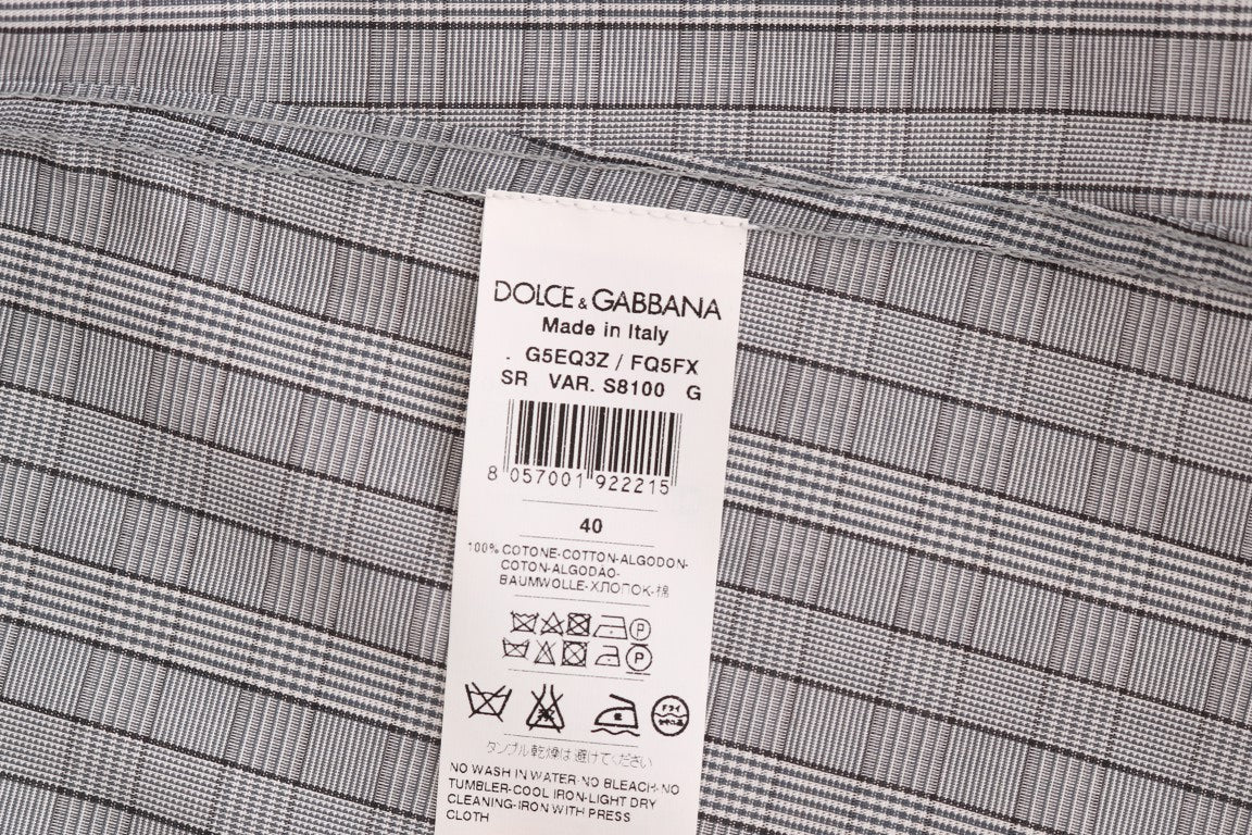 Dolce & Gabbana Elegant Gray Checkered Slim Fit Casual Shirt Dolce & Gabbana