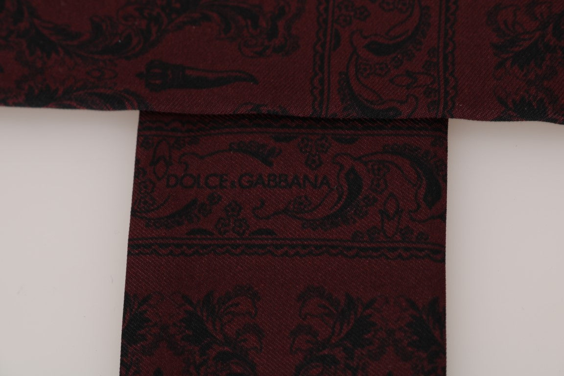 Dolce & Gabbana Silk Bordeaux Crown Chili Print Mens Scarf Dolce & Gabbana