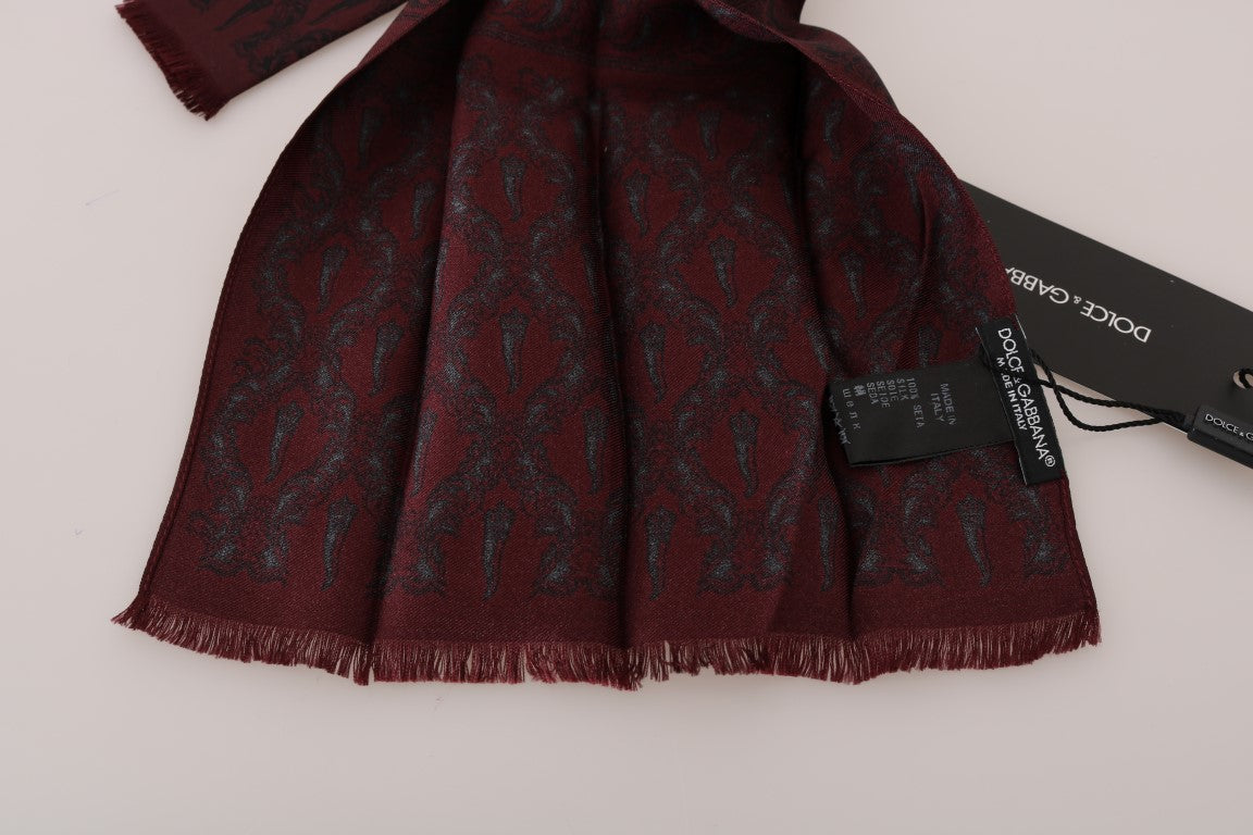 Dolce & Gabbana Silk Bordeaux Crown Chili Print Mens Scarf Dolce & Gabbana