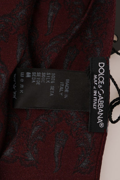 Dolce & Gabbana Silk Bordeaux Crown Chili Print Mens Scarf Dolce & Gabbana