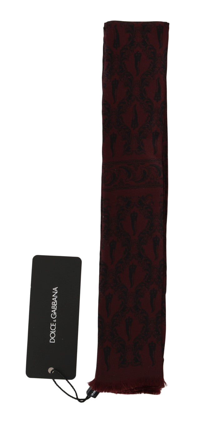 Dolce & Gabbana Silk Bordeaux Crown Chili Print Mens Scarf