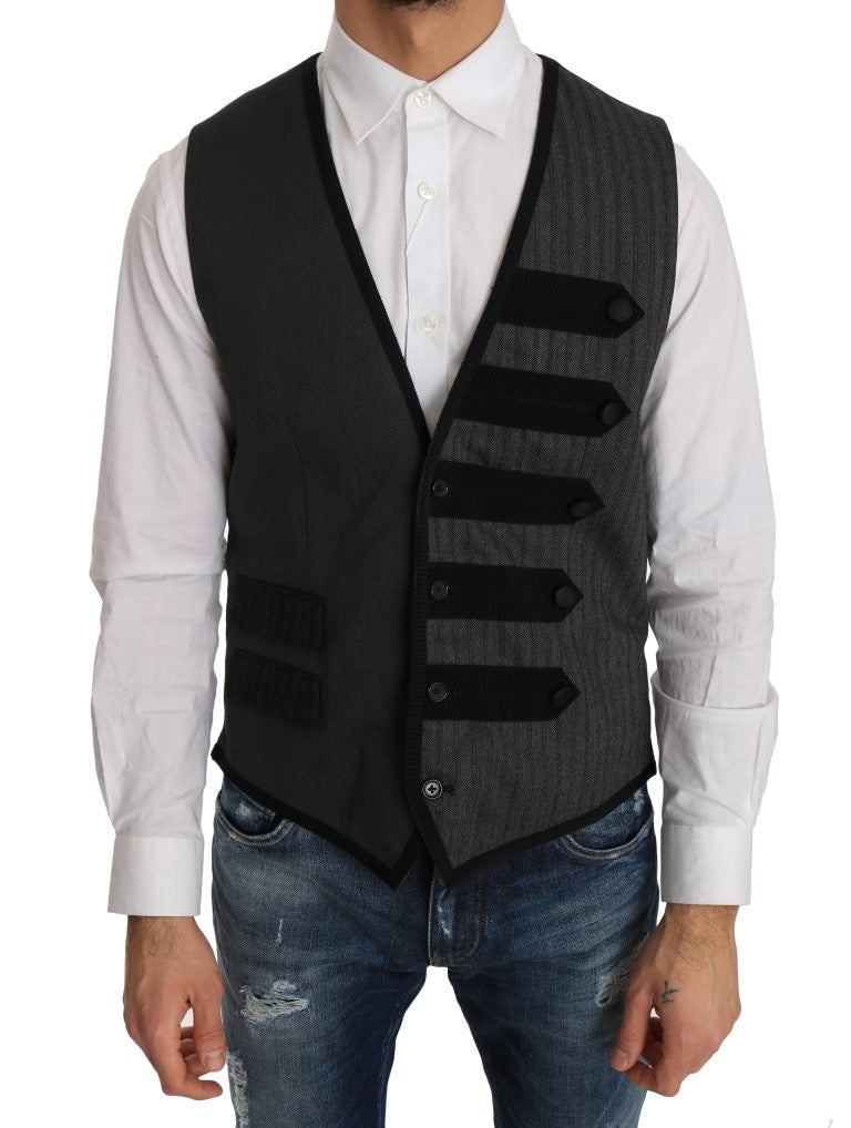 Dolce & Gabbana Elegant Gray Torrero Pattern Formal Vest Dolce & Gabbana