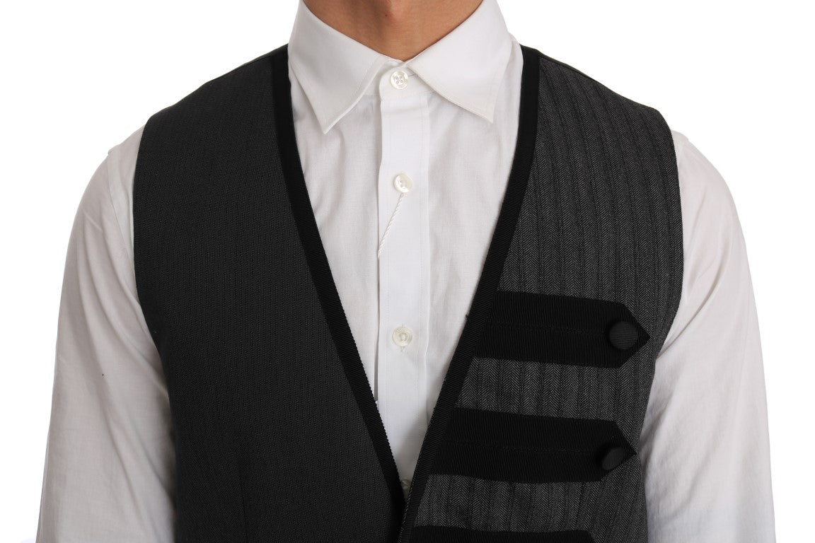 Dolce & Gabbana Elegant Gray Torrero Pattern Formal Vest Dolce & Gabbana