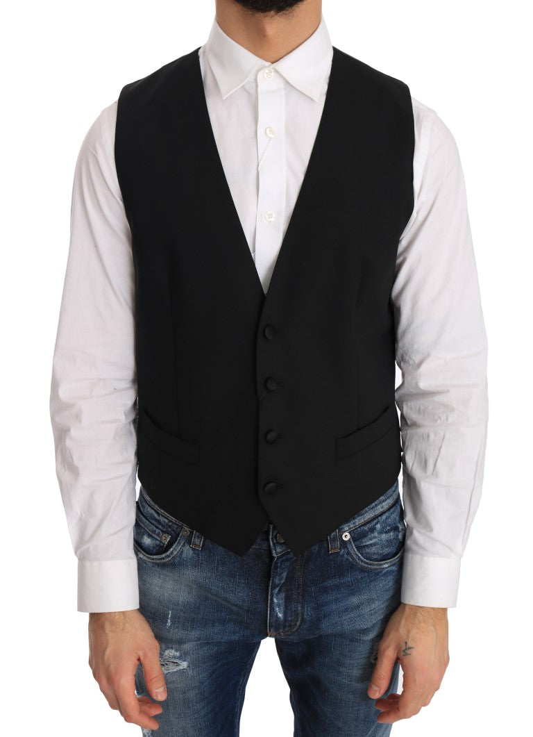 Dolce & Gabbana Elegant Slim Fit Formal Vest in Black Dolce & Gabbana