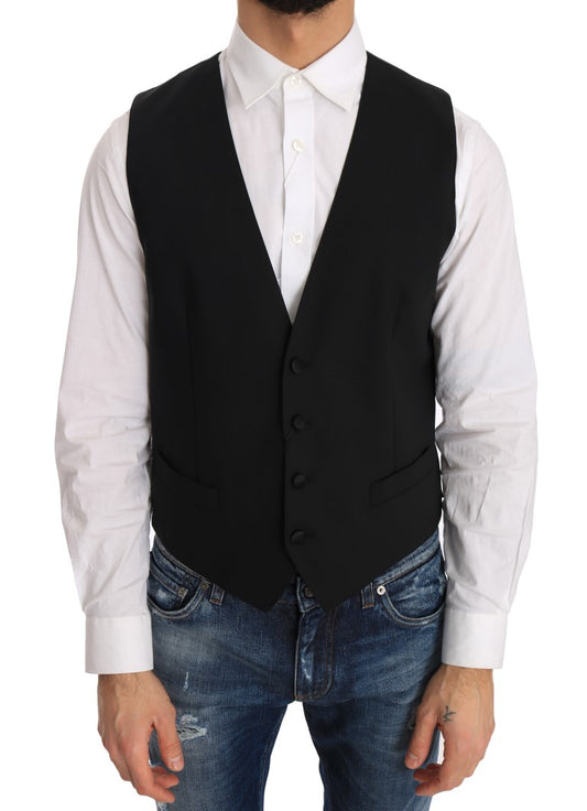 Dolce & Gabbana Elegant Slim Fit Formal Vest in Black Dolce & Gabbana