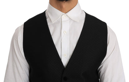 Dolce & Gabbana Elegant Polka Dot Black Dress Vest Dolce & Gabbana