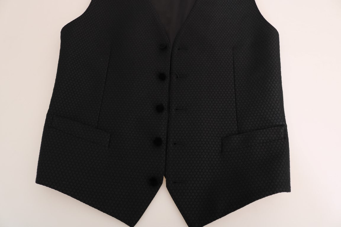 Dolce & Gabbana Elegant Polka Dot Black Dress Vest Dolce & Gabbana