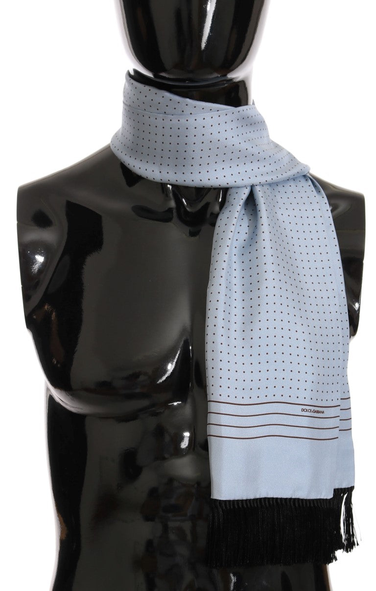 Dolce & Gabbana Elegant Blue Silk Polka Dot Men's Scarf Dolce & Gabbana