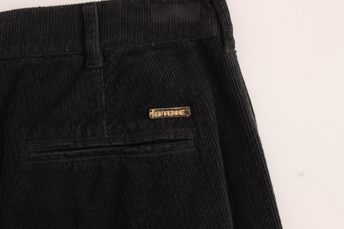 GF Ferre Elegant Black Cotton Corduroy Pants GF Ferre