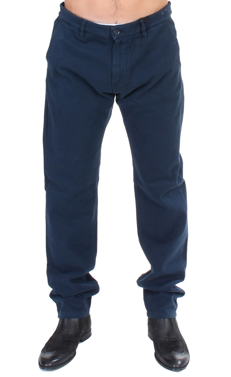 GF Ferre Elegant Blue Cotton Stretch Chinos GF Ferre