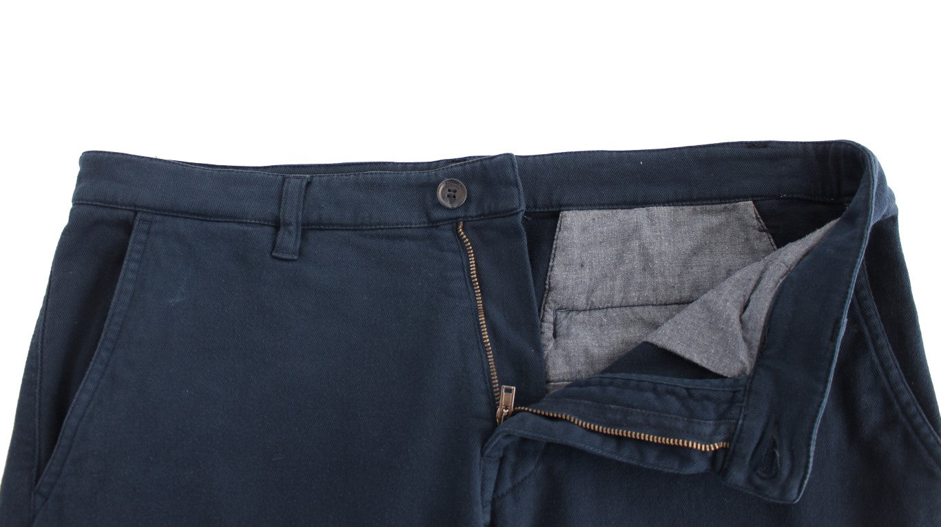 GF Ferre Elegant Blue Cotton Stretch Chinos GF Ferre