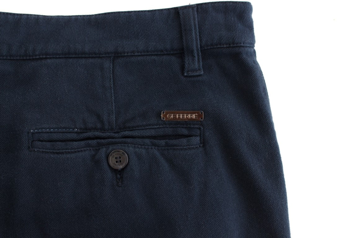 GF Ferre Elegant Blue Cotton Stretch Chinos GF Ferre