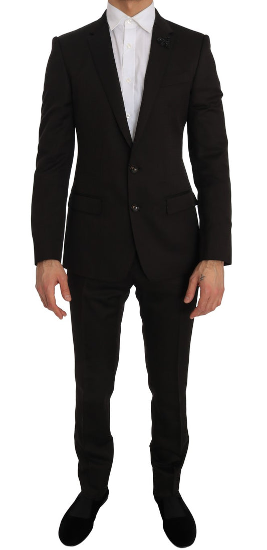 Dolce & Gabbana Elegant Brown Jacquard Martini Suit Dolce & Gabbana