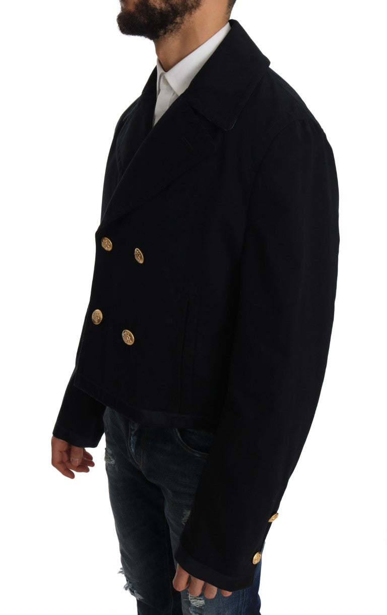 Dolce & Gabbana Elegant Dark Blue Trench Coat Jacket Dolce & Gabbana