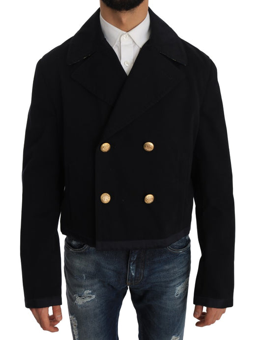 Dolce & Gabbana Elegant Dark Blue Trench Coat Jacket Dolce & Gabbana