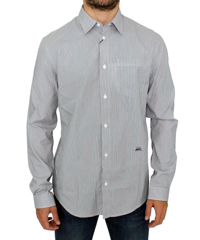 GF Ferre Chic Gray Striped Cotton Casual Shirt GF Ferre