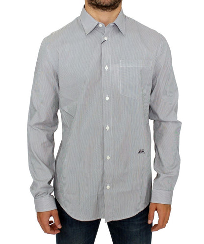 GF Ferre Chic Gray Striped Cotton Casual Shirt GF Ferre