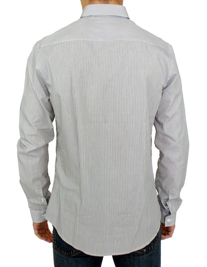 GF Ferre Chic Gray Striped Cotton Casual Shirt GF Ferre