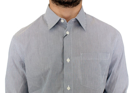 GF Ferre Chic Gray Striped Cotton Casual Shirt GF Ferre