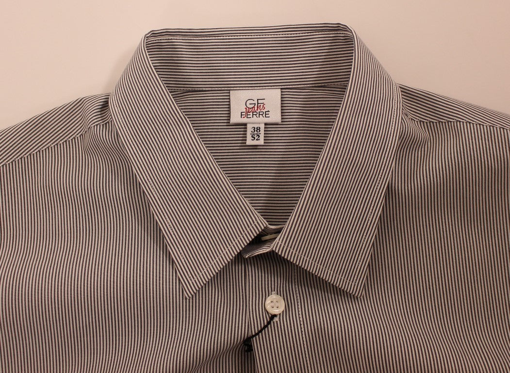 GF Ferre Chic Gray Striped Cotton Casual Shirt GF Ferre