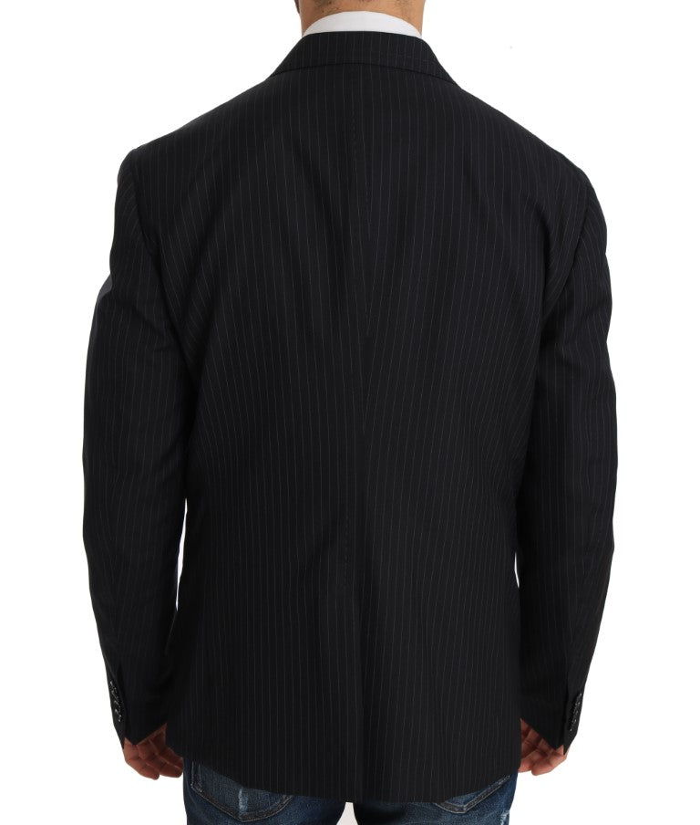 Dolce & Gabbana Elegant Slim Fit Striped Wool Silk Blazer Dolce & Gabbana