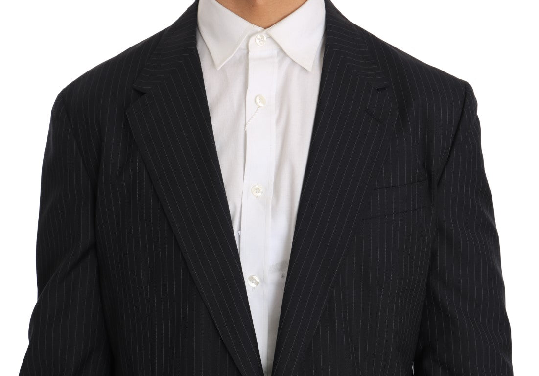 Dolce & Gabbana Elegant Slim Fit Striped Wool Silk Blazer Dolce & Gabbana