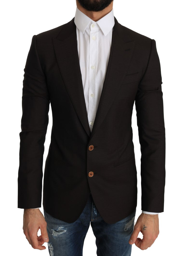 Dolce & Gabbana Sleek Slim Brown Virgin Wool Blazer Jacket Dolce & Gabbana