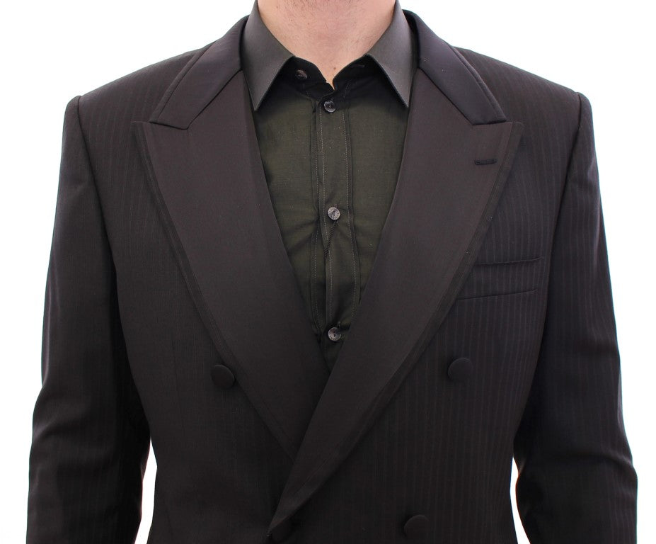 Dolce & Gabbana Elegant Black Striped Wool-Silk Blend Suit Dolce & Gabbana