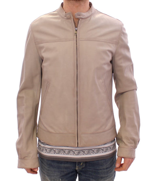 Dolce & Gabbana Elegant Beige Leather Lambskin Jacket Dolce & Gabbana