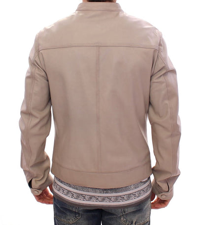 Dolce & Gabbana Elegant Beige Leather Lambskin Jacket Dolce & Gabbana