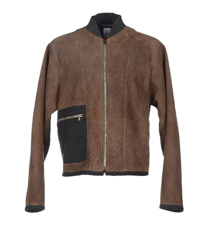 Dolce & Gabbana Elegant Leather & Wool Blend Jacket Dolce & Gabbana