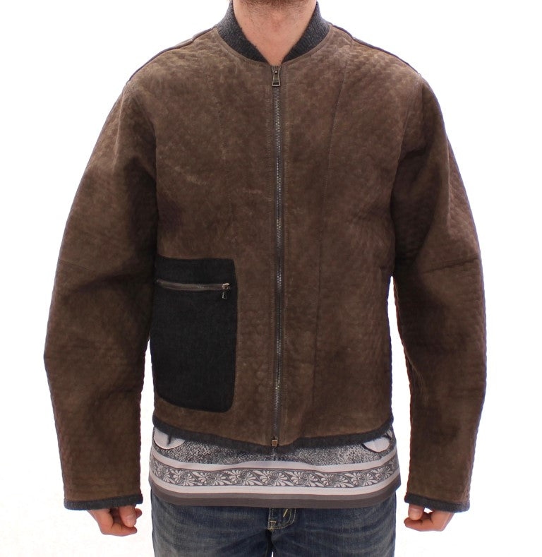 Dolce & Gabbana Elegant Leather & Wool Blend Jacket Dolce & Gabbana