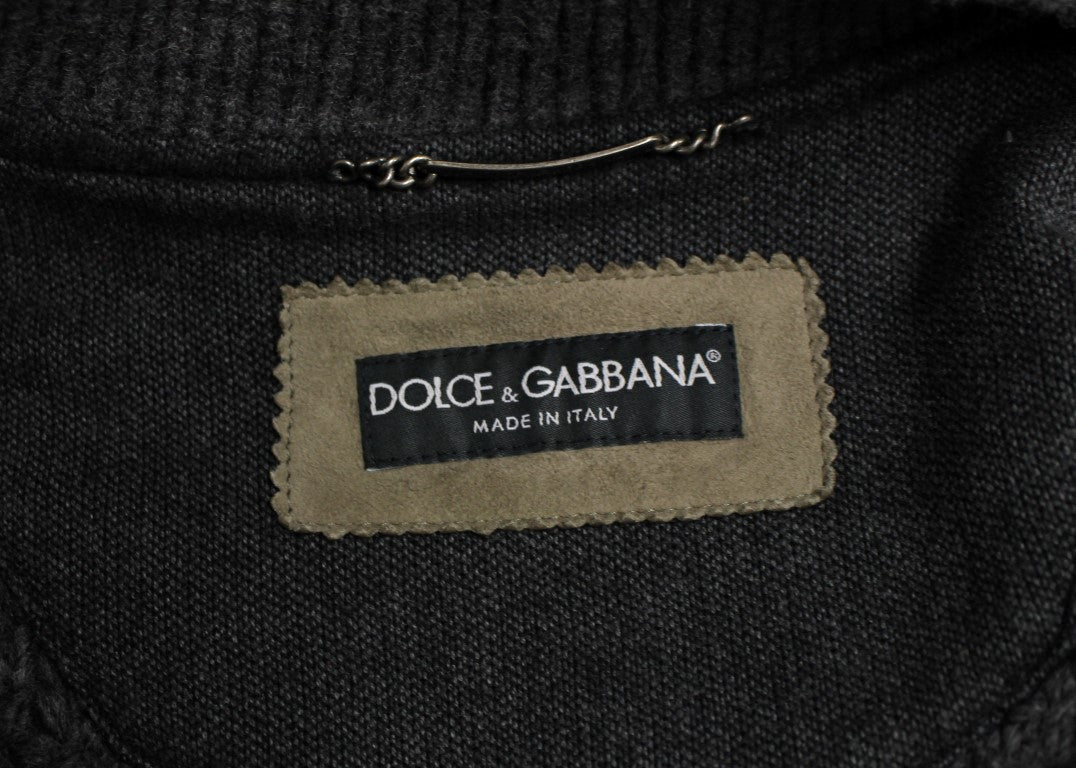 Dolce & Gabbana Elegant Leather & Wool Blend Jacket Dolce & Gabbana