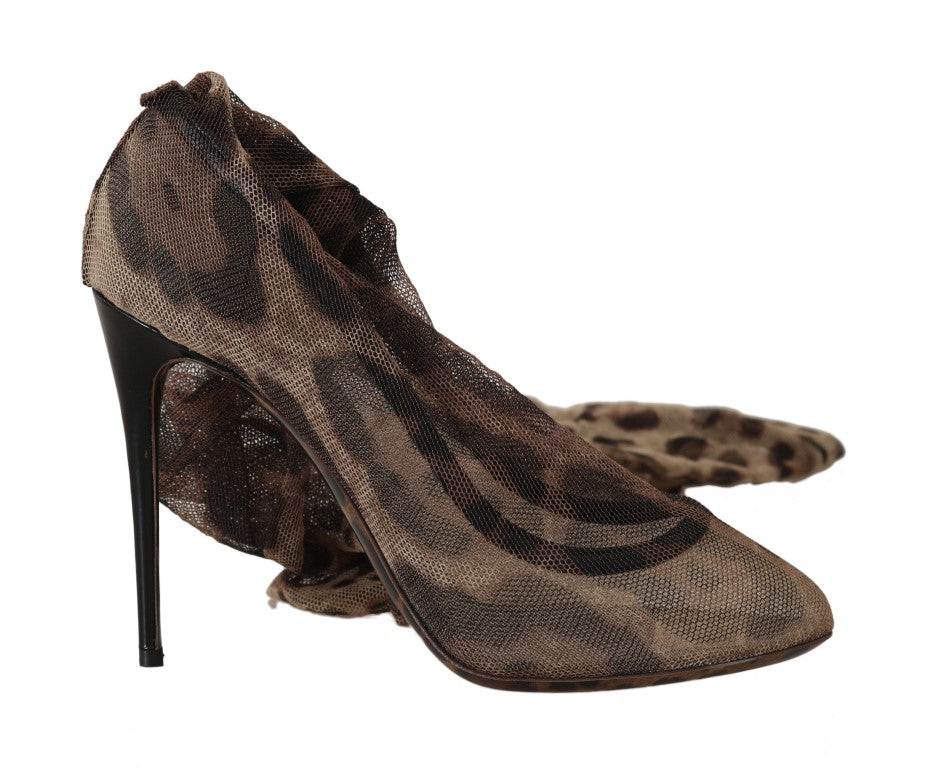 Dolce & Gabbana Elegant Leopard Print Sock Pumps Heels Dolce & Gabbana