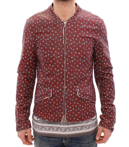 Dolce & Gabbana Exclusive Boxer Print Bordeaux Leather Jacket Dolce & Gabbana