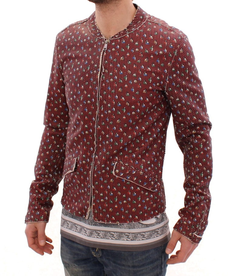 Dolce & Gabbana Exclusive Boxer Print Bordeaux Leather Jacket Dolce & Gabbana