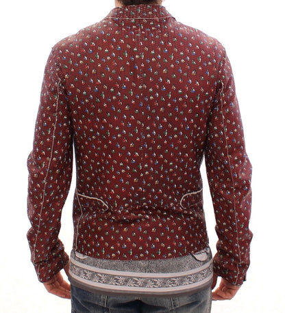 Dolce & Gabbana Exclusive Boxer Print Bordeaux Leather Jacket Dolce & Gabbana