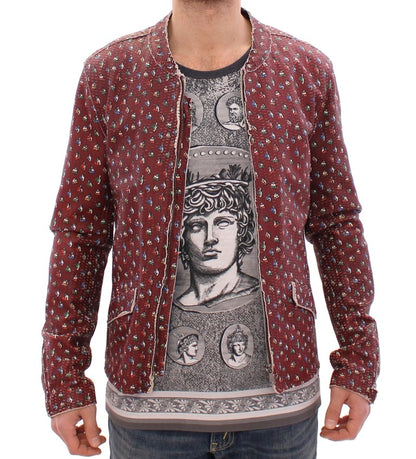 Dolce & Gabbana Exclusive Boxer Print Bordeaux Leather Jacket Dolce & Gabbana