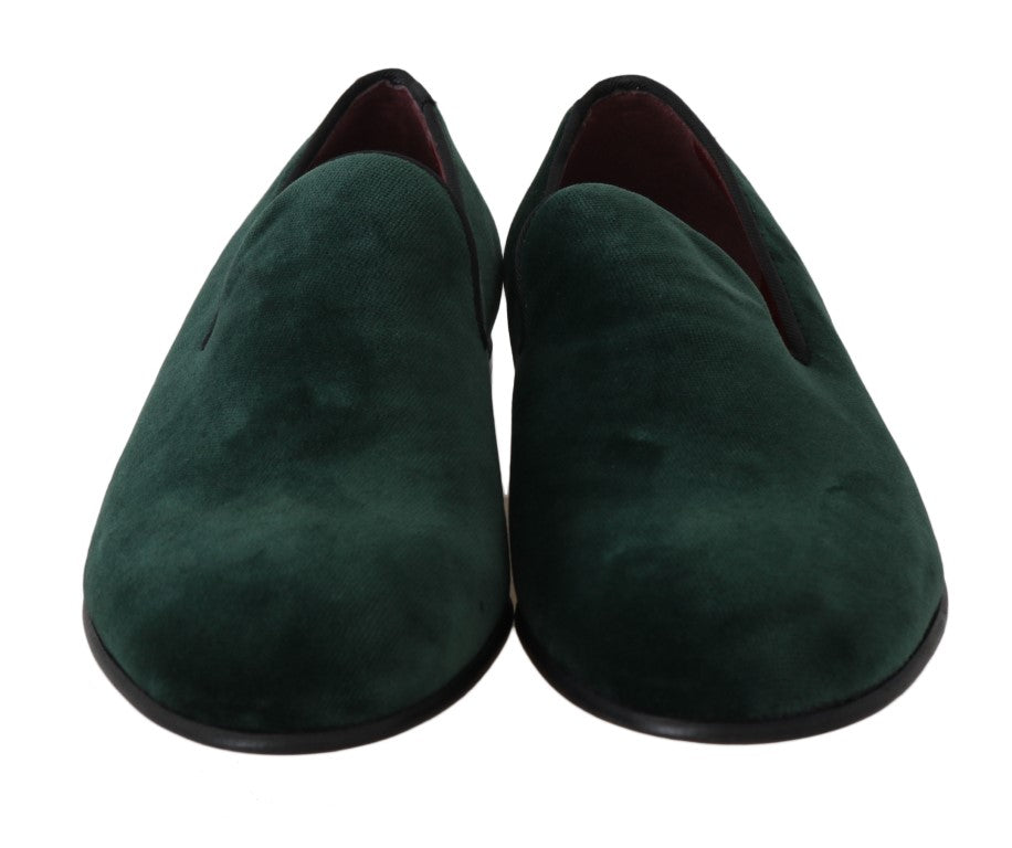 Dolce & Gabbana Elegant Green Suede Slip-On Loafers Dolce & Gabbana