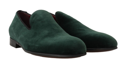 Dolce & Gabbana Elegant Green Suede Slip-On Loafers Dolce & Gabbana