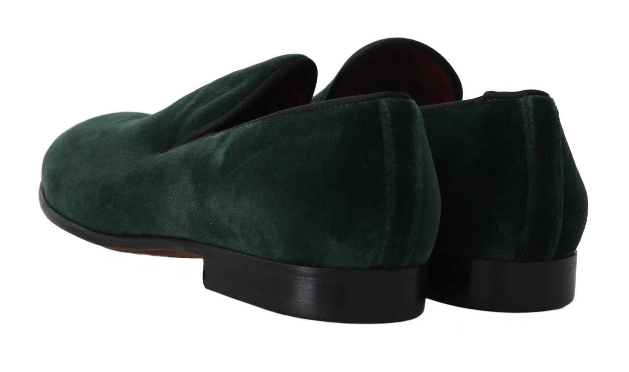 Dolce & Gabbana Elegant Green Suede Slip-On Loafers Dolce & Gabbana