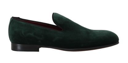 Dolce & Gabbana Elegant Green Suede Slip-On Loafers Dolce & Gabbana