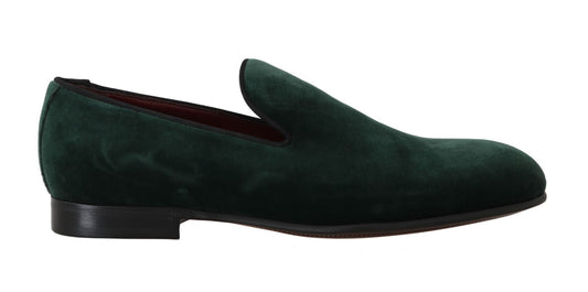 Dolce & Gabbana Elegant Green Suede Slip-On Loafers Dolce & Gabbana