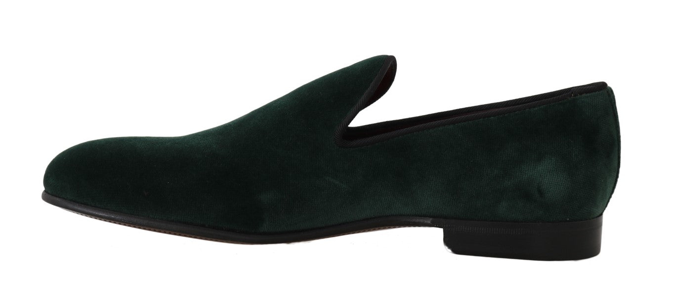 Dolce & Gabbana Elegant Green Suede Slip-On Loafers Dolce & Gabbana